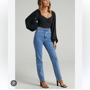 Rollas Dusters High Rise tapered dark blue jeans 25 NWT